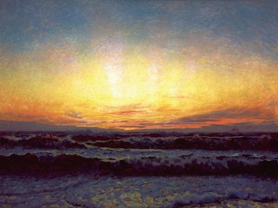 La mer du Nord par temps orageux. Après le coucher du soleil. Højen - Laurits Regner Tuxen